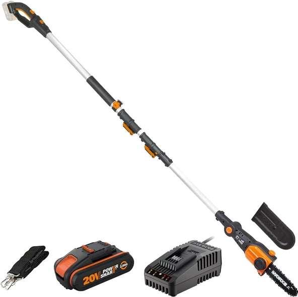 Worx Wg349E 20Volt 2.0Ah Li-Ion Tek Akülü 20Cm Profesyonel Teleskobik Saplı Açı Ayarlı Zincirli Dal ürün görseli 1