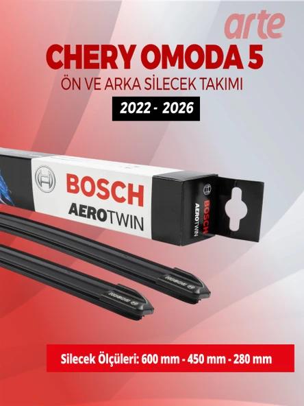 Chery Omoda 5 2022-2026 Uyumlu | Aerotwin Serisi Ön ve Arka Silecek Takımı | 3'lü Set | ürün görseli 1