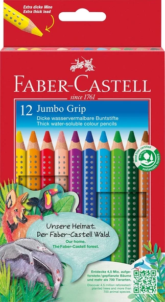 Faber-Castell Jumbo Grip Boya Kalemi, 12 Renk ürün görseli 1