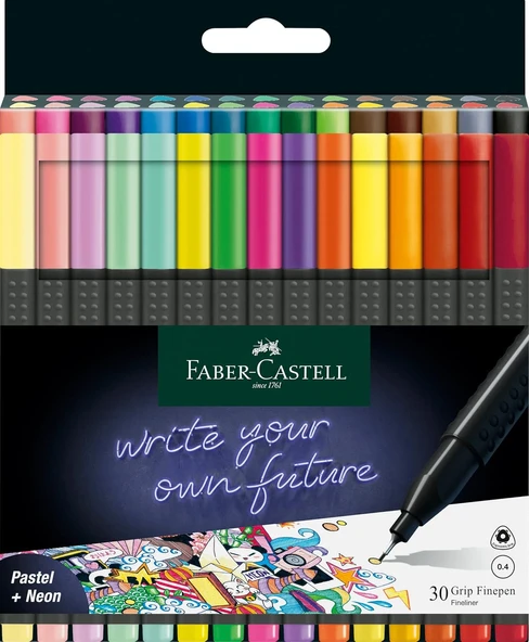 Faber-Castell Grip Finepen İnce Keçe Uçlu Kalem Seti, 30’Lu, Pastel Ve Neon Renkler, 0.4 Mm Hassas U ürün görseli 1