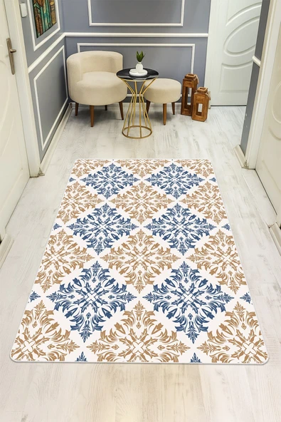 Etnik Desenli Dijital Baskı Kaymaz Taban Halı H0951 RENKLİ 120 X 180 ürün görseli 1