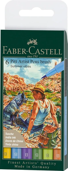 Faber-Castell Pitt Artist Pen Çizim Kalemi Fırça Uçlu Yaz Serisi 6'Lı ürün görseli 1