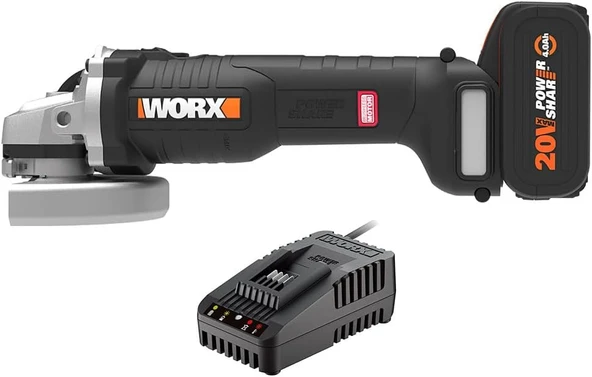Worx Wx812.9C 20Volt 2.0Ah. 125Mm Kömürsüz Profesyonel Tek Akülü Şarjlı Avuç Taşlama ürün görseli 1