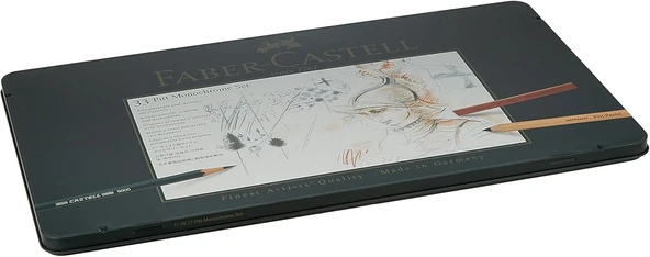 Faber-Castell Pitt Monochrome Çizim Seti, 33 Parça, Siyah Tonlar, Profesyonel Kalite, Yağ İçermeyen ürün görseli 1