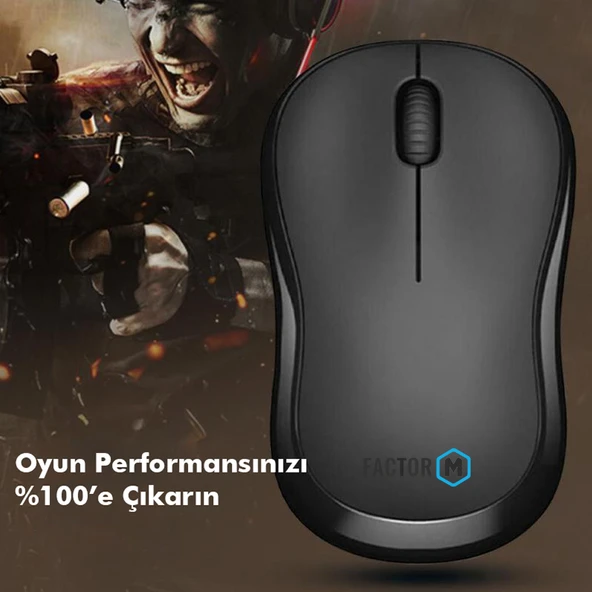 Factor M M1 Süper Sessiz Kompact Kablosuz Mouse Siyah - Resim 7