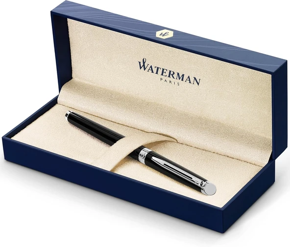 Waterman Hemisphere Lake Siyah Krom Tasarımlı Roller Kalem, Ince Uç, Siyah Mürekkep ürün görseli 1
