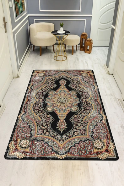 Klasik Desenli Dijital Baskı Kaymaz Taban Halı H0980 RENKLİ 200 X 300 ürün görseli 1