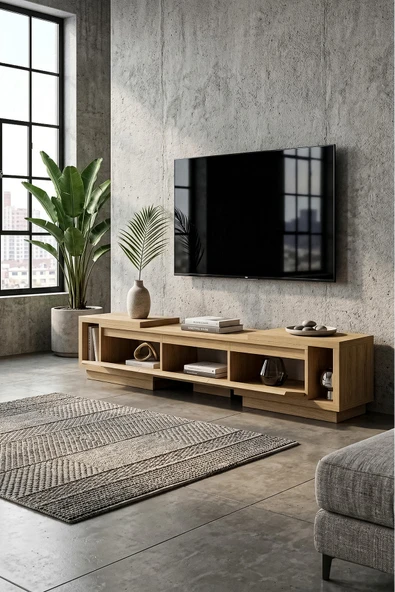 Vista Ayarlanabilir TV Ünitesi 160-270 cm - Uzayabilen TV Sehpası Meşe ürün görseli 1