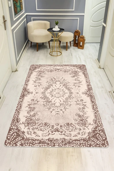 Vintage Desenli Dijital Baskı Kaymaz Taban Halı H0886 RENKLİ 80 X 200 ürün görseli 1