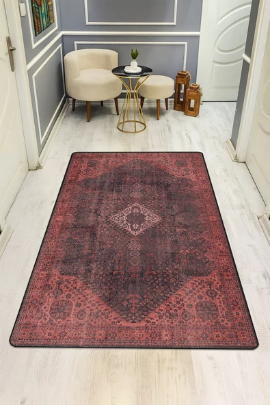 Klasik Desenli Dijital Baskı Kaymaz Taban Halı H0965 RENKLİ 180 X 280 ürün görseli 1