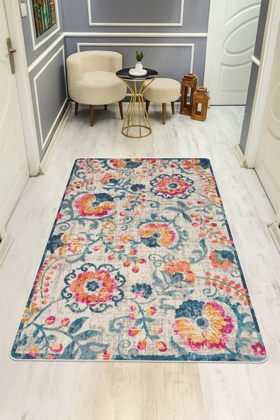 Vintage Desenli Dijital Baskı Kaymaz Taban Halı H0984 RENKLİ 100 X 300 ürün görseli 1