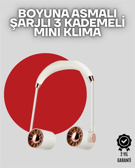 Boyuna Asılan Taşınabilir Küçük Fan | Turbo Motor, 5 Kanat, Katlanabilir Gövde ürün görseli 1