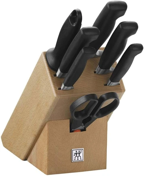Zwilling Four Star 8 Parça Blok Bıçak Seti Doğal Ahşap Bloklu, Paslanmaz Çelik Ve Ahşap, Siyah ürün görseli 1