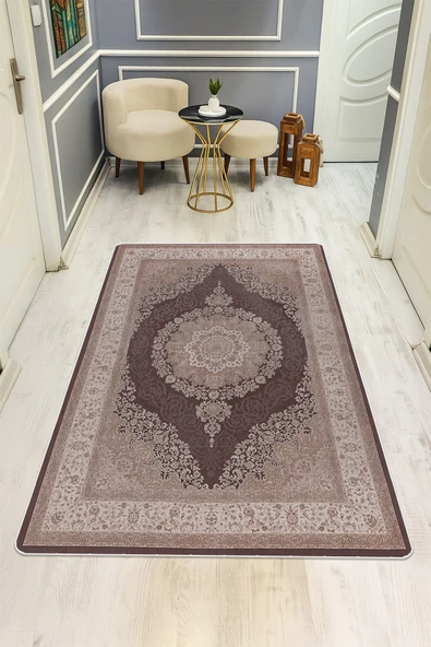 Klasik Desenli Dijital Baskı Kaymaz Taban Halı H0929 RENKLİ 80 X 150 ürün görseli 1