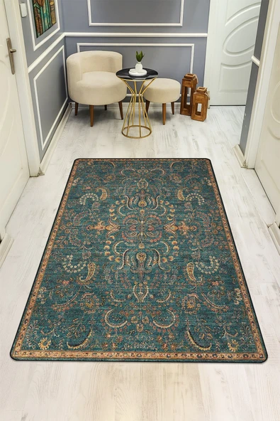 Etnik Desenli Dijital Baskı Kaymaz Taban Halı H0985 RENKLİ 120 X 180 ürün görseli 1