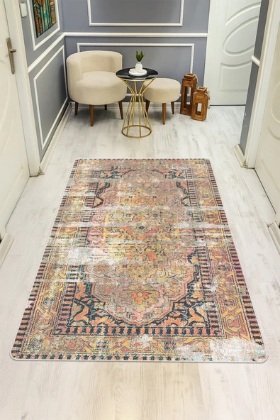 Eskitme Desenli Dijital Baskı Kaymaz Taban Halı H0880 RENKLİ 80 X 300 ürün görseli 1