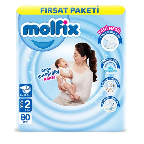 Bebek Bezi Fırsat Paketi 2 Beden 3-6 Kg 80 Adet ürün görseli 1