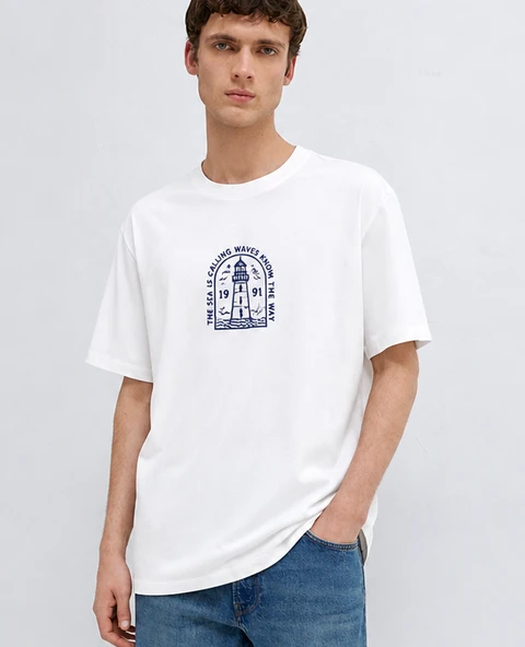 Mavi M0613283 Deniz Feneri Baskılı Tişört Erkek T-Shirt ürün görseli 1