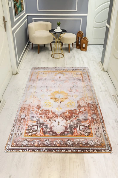 Eskitme Desenli Dijital Baskı Kaymaz Taban Halı H0883 RENKLİ 120 X 180 ürün görseli 1