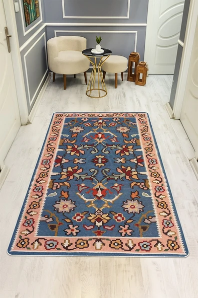 Vintage Desenli Dijital Baskı Kaymaz Taban Halı H0890 RENKLİ 100 X 300 ürün görseli 1