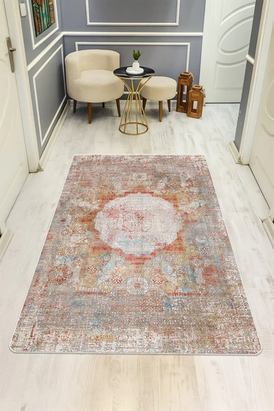 Vintage Desenli Dijital Baskı Kaymaz Taban Halı H0930 RENKLİ 160 X 230 ürün görseli 1