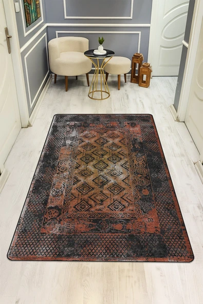 Vintage Desenli Dijital Baskı Kaymaz Taban Halı H0937 RENKLİ 160 X 230 ürün görseli 1