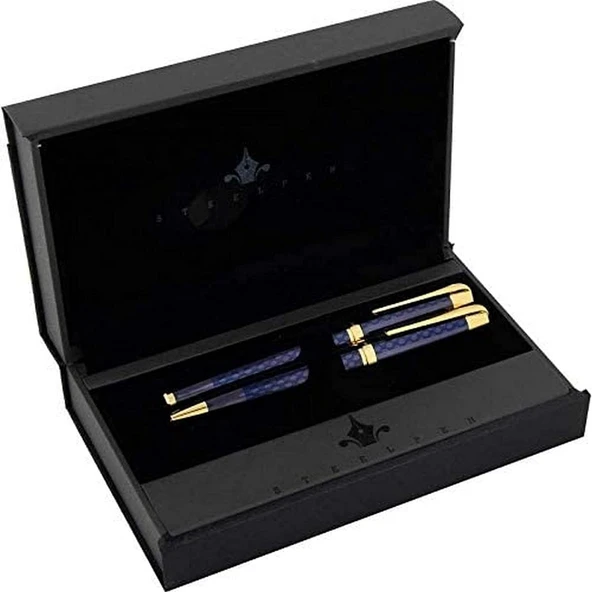Steelpen Carens Serisi 266 Gold Mavi Dolma Kalem+Tükenmez Kalem ürün görseli 1