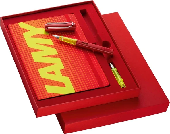 Lamy Al-Star Parlak Kirmizi Renk F Uc Dolma Kalem Ve Defter Seti ürün görseli 1
