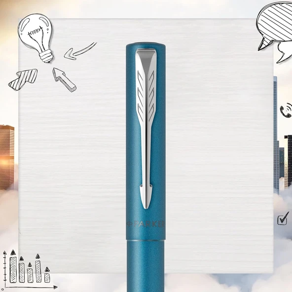 Parker Dolma Kalem Vector Xl Matte Teal M Blue - Resim 5