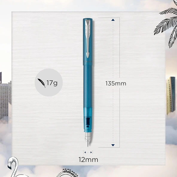 Parker Dolma Kalem Vector Xl Matte Teal M Blue - Resim 3