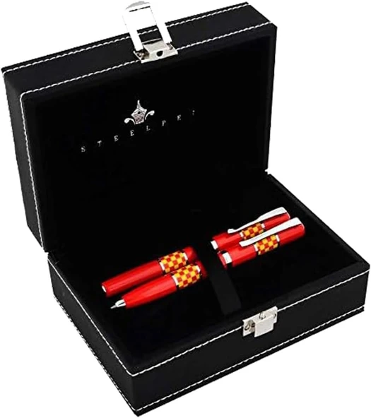 Steelpen Force Serisi 8602 Sarı Kırmızı Dolma Kalem+Tükenmez Kalem ürün görseli 1