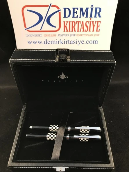 Steelpen Force Serisi 8601 Siyah Beyaz Dolma Kalem+Tükenmez Kalem ürün görseli 1