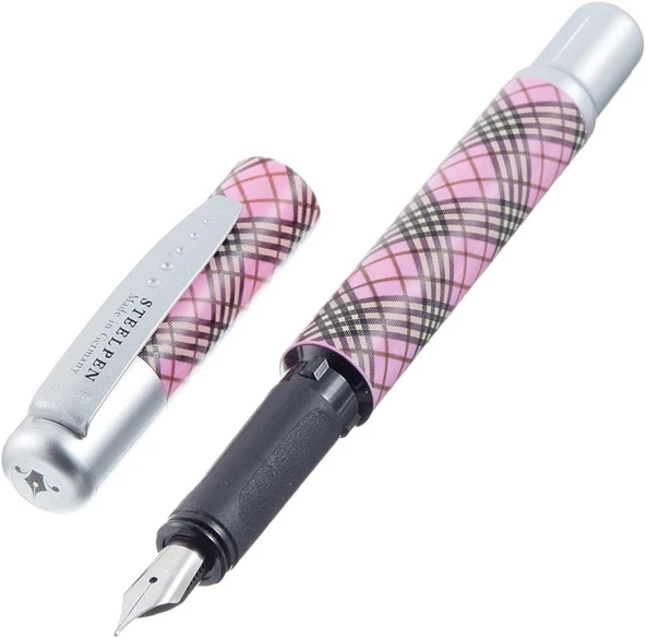 Steelpen Sky Serisi 4542 Dk Pembe Ekose Dolma Kalem ürün görseli 1