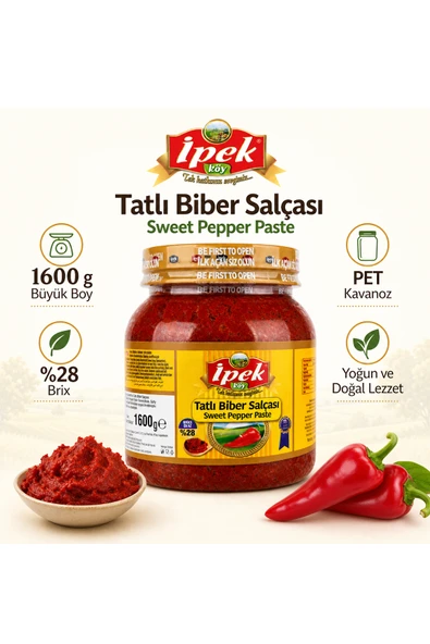 İpek Tatlı Biber Salçası 1600 gr Pet - Resim 3
