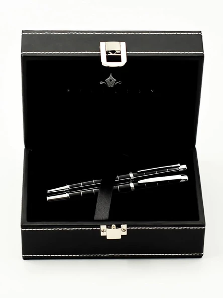 Steelpen World Serisi 2721 Siyah Dolma Kalem+Tükenmez Kalem Seti ürün görseli 1