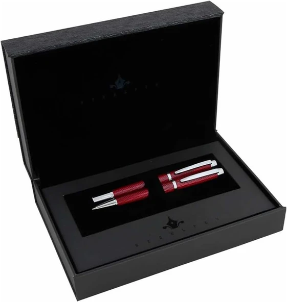 Steelpen World Serisi 2714 Bordo Dolma Kalem+Tükenmez Kalem Seti ürün görseli 1