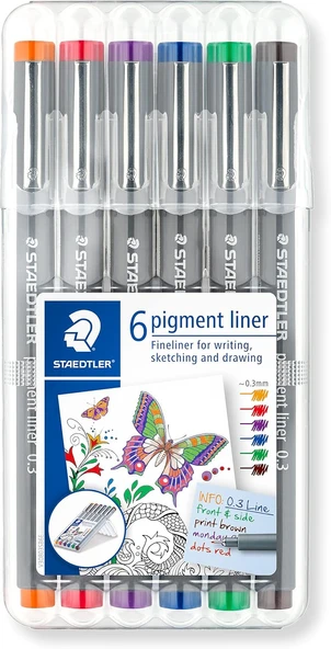 Staedtler 30803Ssb6 Pigment Liner Karışık Renk 0.3 Mm 6'Lı Set ürün görseli 1