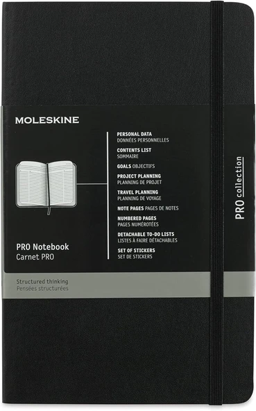 Moleskine Pro Defter L Boy Siyah Yumuşak Kapak ürün görseli 1