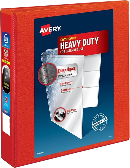 Avery Heavy Duty View 3 Halkalı Klasör, 3,5 Cm Tek Dokunuşlu Ezd Halka, 12 Kırmızı Klasör (79171) ürün görseli 1