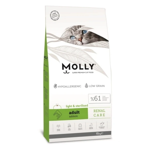 Molly Renal Care Hipoalerjenik Düşük Tahıllı Somonlu Kısırlaştırılmış Kedi Maması 15 Kg ürün görseli 1