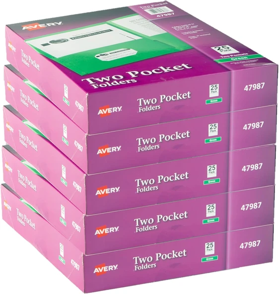 Avery Two-Pocket Klasör, Koyu Mavi, Fall 5 Adet 5 Pack ürün görseli 1