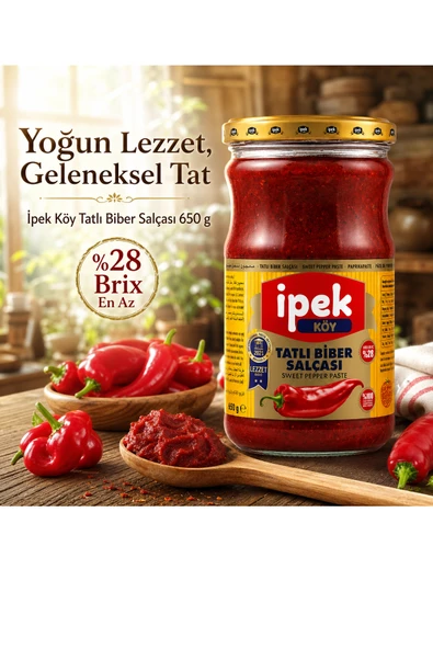 İpek Tatlı Biber Salçası 650 gr Cam x 3 Adet - Resim 5