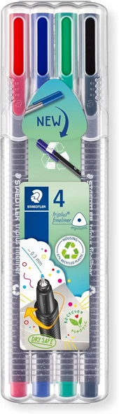 Staedtler 334 Sb4 Triplus Üçgen Fineliner Klasik Renk 0.3 Mm 4'Lü Set ürün görseli 1