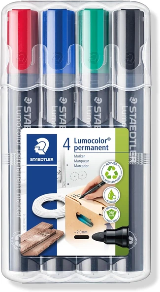 Staedtler 352 Wp4 Lumocolor Permanent Markör Yuvarlak Uç 2.0 Mm 4'Lü Set ürün görseli 1