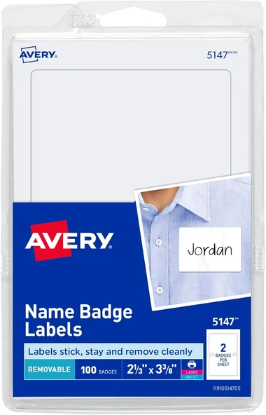Avery Baskı Veya Yazma İsim Etiketleri, 18 Paket, Dikdörtgen Çıkartmalar, Lazer Ve Mürekkep Püskürtm ürün görseli 1