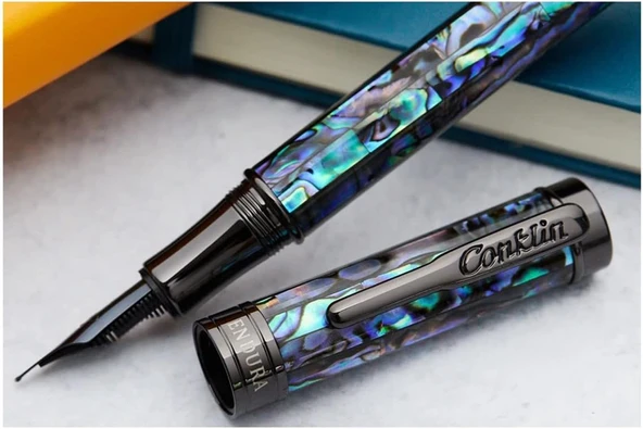 Conklin Endura 1898 Limit Edition Fountain Pen Abalone Shell, Gunmetal, Broad Nib ürün görseli 1