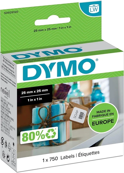 Dymo S0929120, Lw Çok Amaçlı Kare Etiket, (25X25 Mm) 750 Etiket/Paket ürün görseli 1