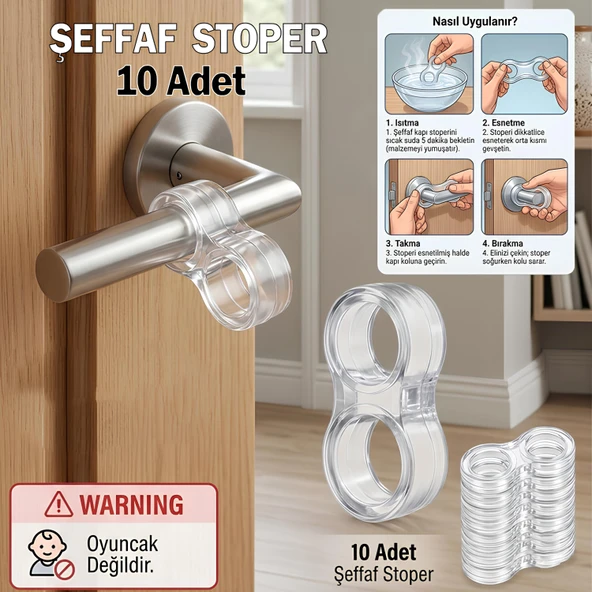10 Adet Şeffaf Silikon Plastik Kapı Kolu Pencere Tutucu Tutacağı Duvar Koruyucu Tamponu Stoperi ürün görseli 1
