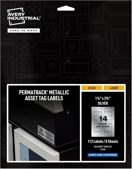 Avery Metalik Varlık Etiketi Etiketleri, 1-1/4 X 2-3/4 Inç, Lazer Yazdırılabilir Etiketler, 112 Su G ürün görseli 1
