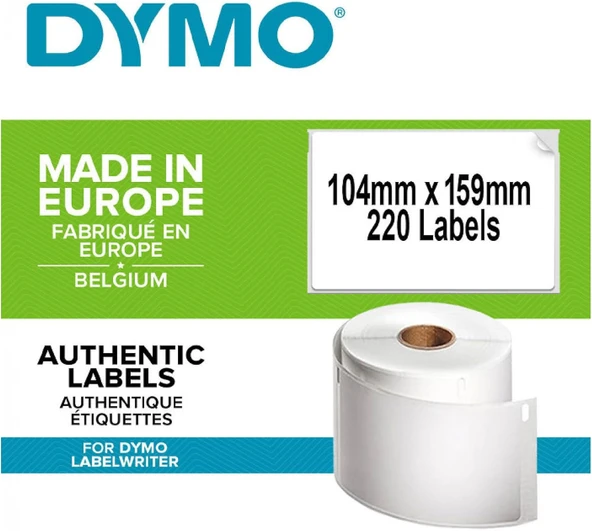 Dymo S0904980, Lw 4Xl Ekstra Geniş Sevkiyat Etiketi, (104X159 Mm) 220 Etiket/Paket ürün görseli 1